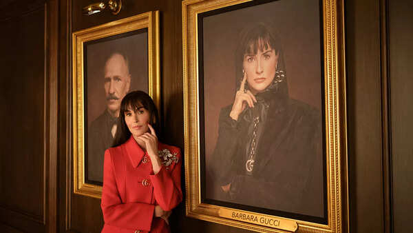 demi moore gucci gold dress Demi Moore wearing the La Mecenate gown from Demna's 'La Famiglia'  collection for Gucci at the premiere of Gucci's short film, "The Tiger" at  Milan Fashion Week (September 24, 2025) : r/whatthefrockk