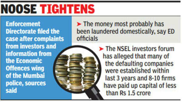 ED files money laundering case against NSEL, entities - Times of India