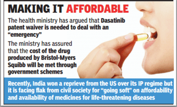 Govt Mulls Cancer Drug Patent Waiver - Times Of India