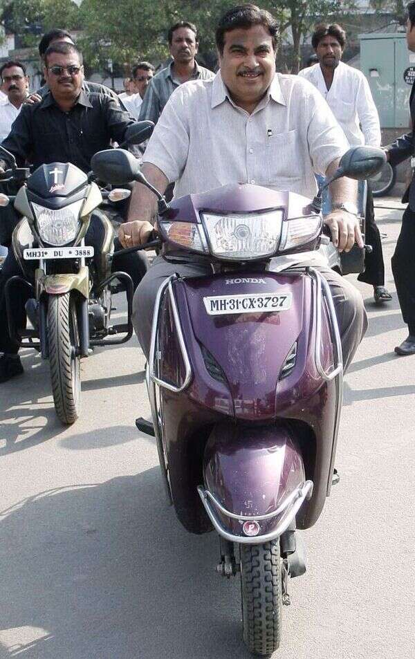 Nitin Gadkari, Union transport and highways minister, rides scooter without helmet India News