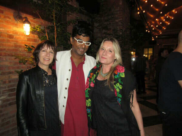 Lapachhapi Associate Producer Ramachandran Srinivasan poses for the cameras with US filmmakers Leslie McCleave and Sarah Pirozek at the Brooklyn Film Festival