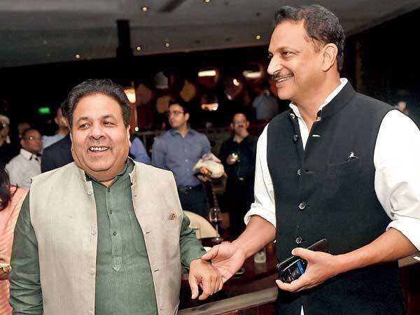 Rajeev calling Rajiv: Rajeev Shukla with Rajiv Pratap Rudy, MoS for Skill Development and Entrepreneurship (BCCL)