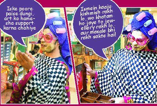 Ssumeir Pasricha aka Pammi Aunty was in her (his?) element doing Diwali shopping with discount-bargaining (BCCL)