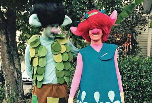Justin Timberlake, Jessica Biel and their son Silas as a family of trolls