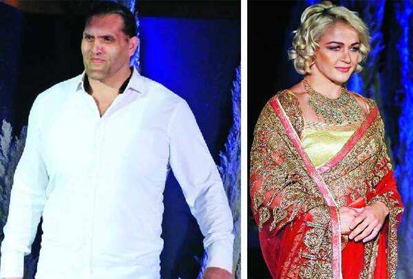 The Great Khali (L) and Mariya Stadnik, three-time Olympic medallist from Azerbaijan (BCCL)