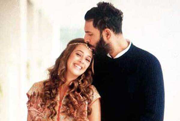 Yuvraj Singh and Hazel Keech at their mehendi ceremony on Tuesday