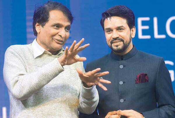 Suresh Prabhu (L) with Anurag Thakur (BCCL)