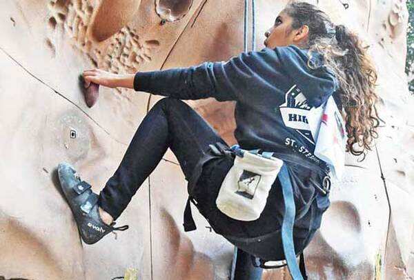 Kashika Bindrani during the women lead climbing championship