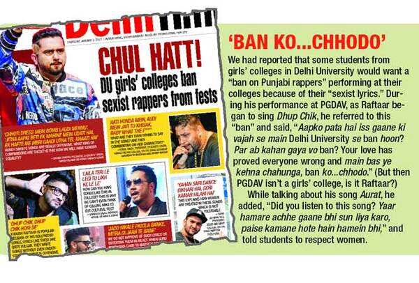 Students from DU girls’ colleges said they would want to ‘ban’ Punjabi rappers at their fests