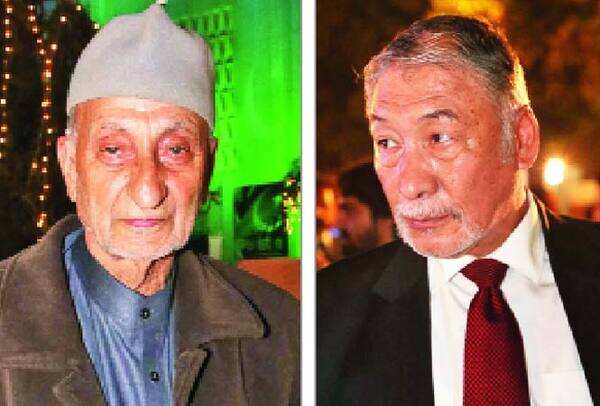 Hurriyat leader Abdul Ghani Bhat (L) and V Namgyel, the Bhutanese ambassador (BCCL)