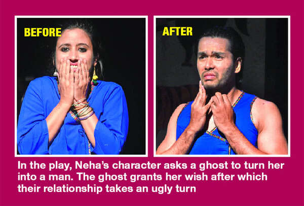 In the play, Neha’s character asks a ghost to turn her into a man. The ghost grants her wish after which their relationship takes an ugly turn (BCCL)