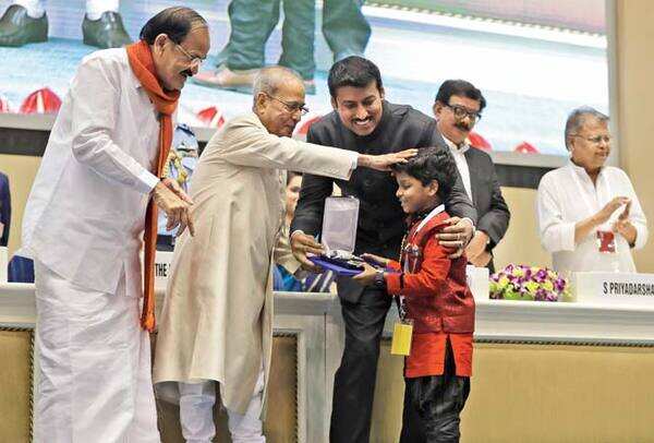 Best-Child-Artist-award-to-Adish-Praveen,-8,-for-his-role-in-the-film-Kunju-Daivam