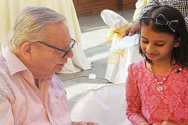 Ruskin Bond with a young fan