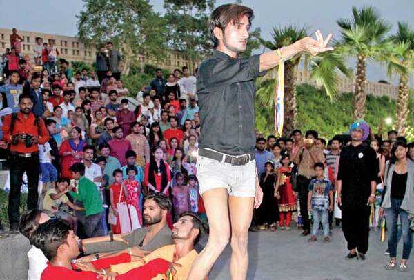 Members of the Awadh Queer Committee dancing in the flash mob