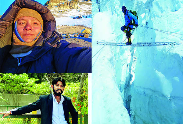 Arunima Sinha (Top left) and a picture (R) sent by Ravi Kumar (below left) of himself to his brother last week during his Mt Everest expedition (BCCL)