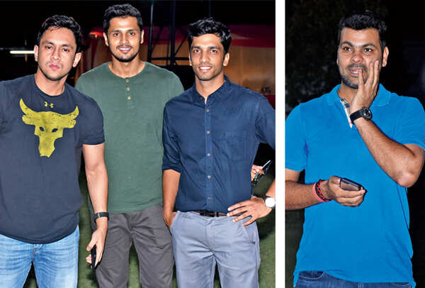 (L) Nitish Nautiyal, Abhinav Sinha and Aadhar Jain ​​(R) RP Singh ​(BCCL/ Vishnu Jaiswal)​