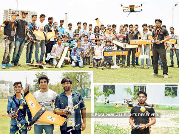Clockwise from top: Participants of all age groups flew their drones at the first National Drone Competition held in Lucknow recently, Akshay Kawale, Madhu Mamarde & Anupam Raj and Vikram Singh Meena flying his drone (BCCL/Farhan Ahmed Siddiqui)