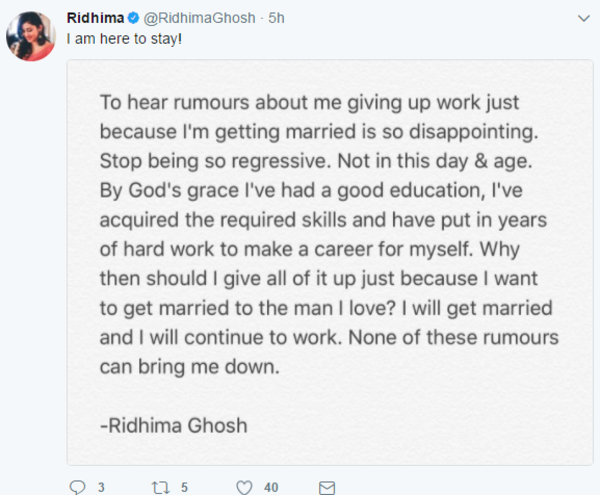 Ridhima post