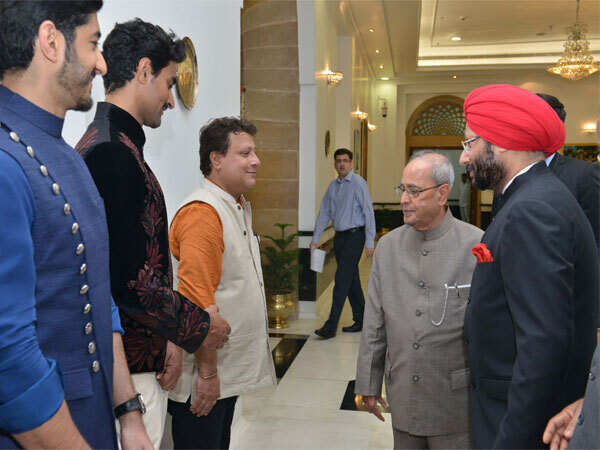 Tigmanshu Dhulia, actors Kunal Kapoor and Mohit Marwaha at the screening of their Raag Desh at the Rashtrapati Bhawan
