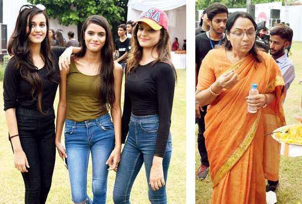 (L) Aynab, Aadhya and Kashish (R) Juhie Singh enjoying the food at the festival (BCCL/ Farhan Ahmad Siddiqui)