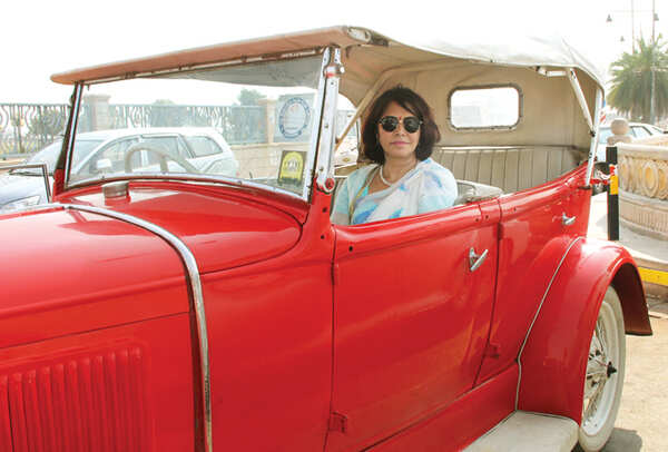 Kanak Rekha Chauhan posed with her Ford 1928 model (BCCL/ Aditya Yadav)