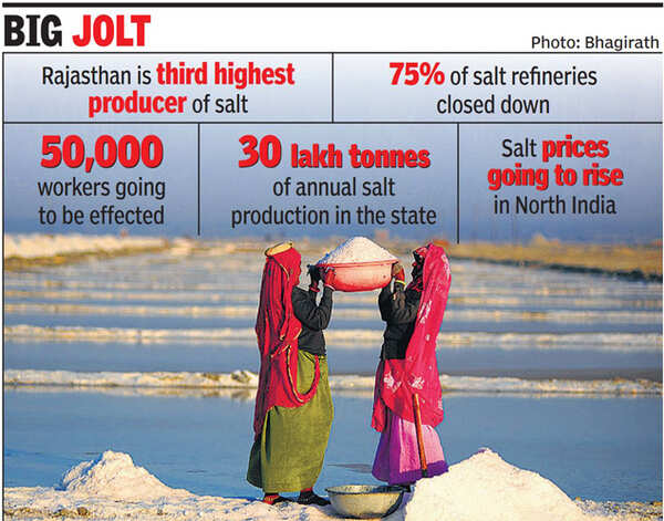 Salt sector reels under petcoke ban in state | Jaipur News - Times of India