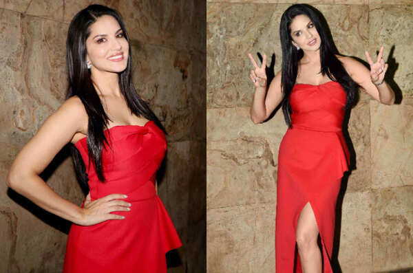 Sunny leone Red Casual photos
