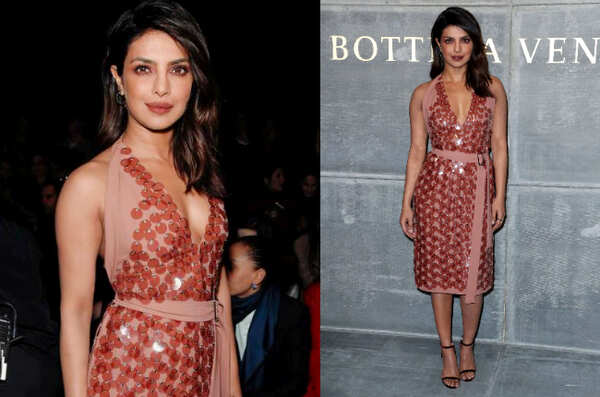 Priyanka Chopra nude pink dress