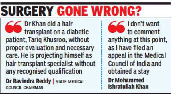 Patient loses eye after hair transplant surgery; doctor's registration  suspended | Hyderabad News - Times of India