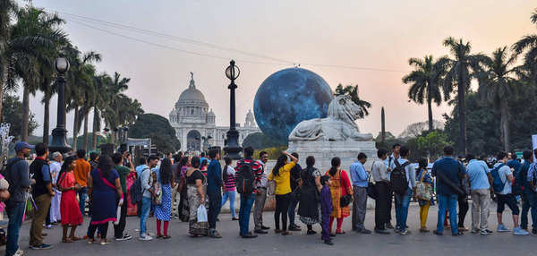 Museum Of The Moon: Giant replica of moon unveiled in Kolkata - Times ...