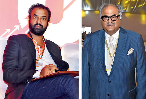 (L-R )Madhu Mantena and Boney Kapoor at the UP Investor’s Summit, Lucknow (BCCL/ Farhan Ahmed Siddiqui)