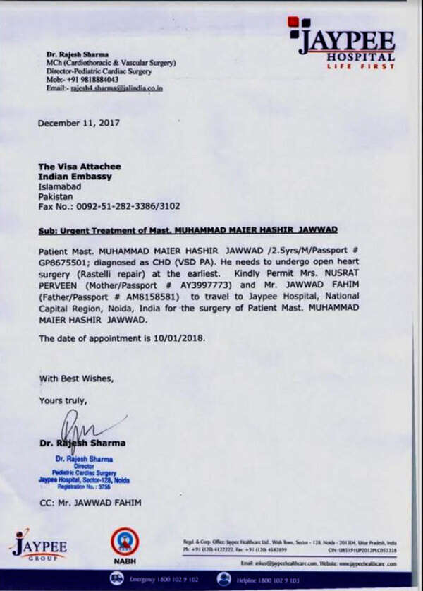 Pakistan parents of ailing twoyearold plead for Indian medical visas