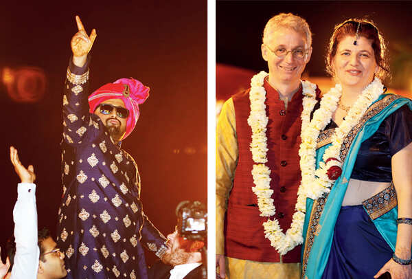 Ishaan Bhasker in his baraat and Itai Agmon and Shevy Korzen (BCCL/ Aditya Yadav)