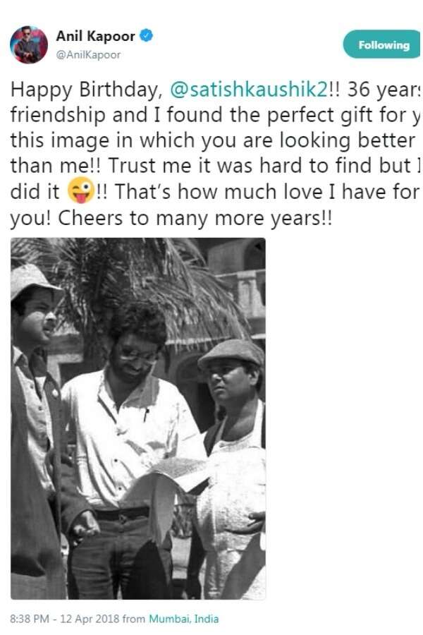 Anil Kapoor's post on Satish Kaushik's birthday