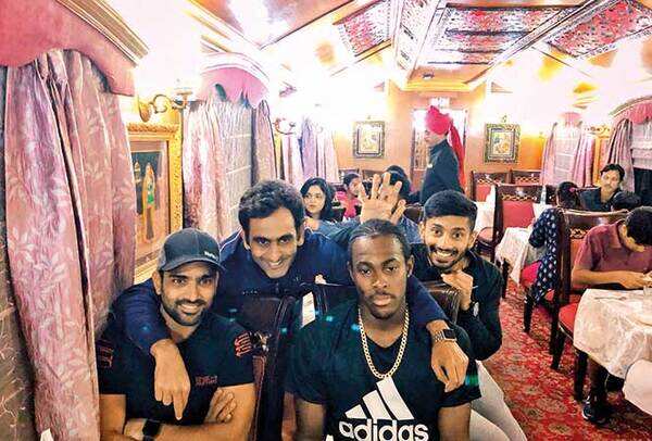 Jofra Archer (front right) with his teammates on Palace on Wheels