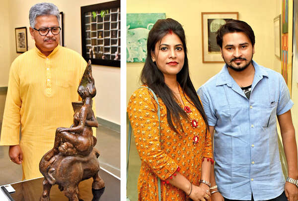 Anil Risal Singh (R) Ankita Singh and Amit Rajan (BCCL/ Vishnu Jaiswal)