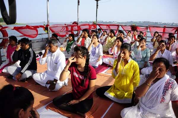 enjoying the weather with yoga