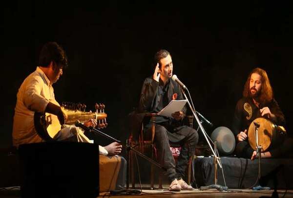 Mukesh Sharma, Murad Ali and Fakhruddin Gaffari entertaining the audience with their performance