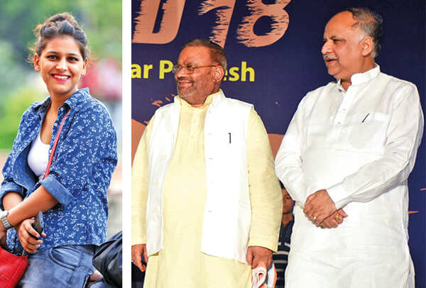 (L) Akanksha Pandey (R) Swami Prasad Maurya and Ashutosh Tandon (BCCL/ Aditya Yadav)