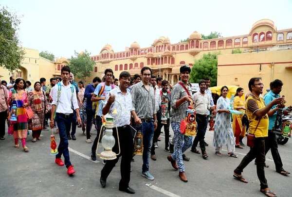 Artists carried out a small procession too