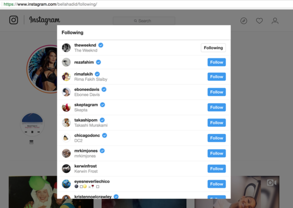 Bella Hadid follows The Weeknd