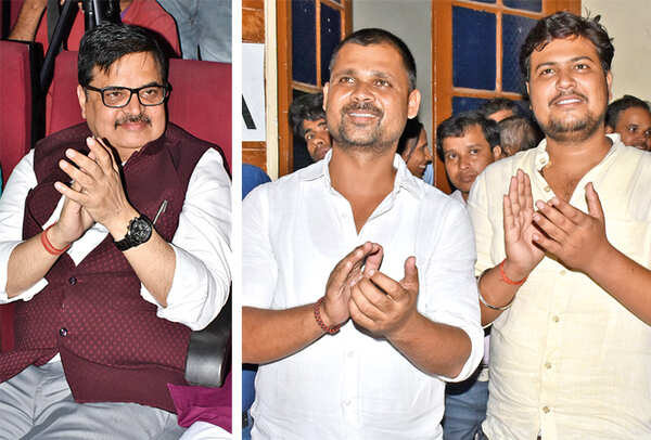 (L) Vinod Kumar Sahi (R) Ravi Pratap Singh and Mohit Singh (BCCL/ Vishnu Jaiswal)