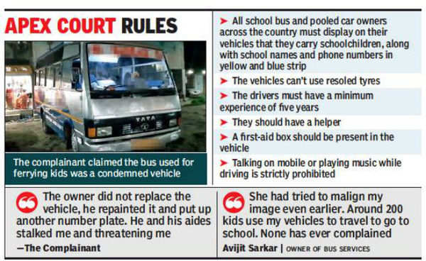 Mom complains of rickety school bus, threatened with acid attack | Kolkata  News - Times of India