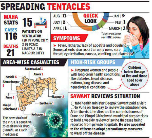 Swine flu claims 11 lives in Maharashtra in August, 15 critical | Pune ...