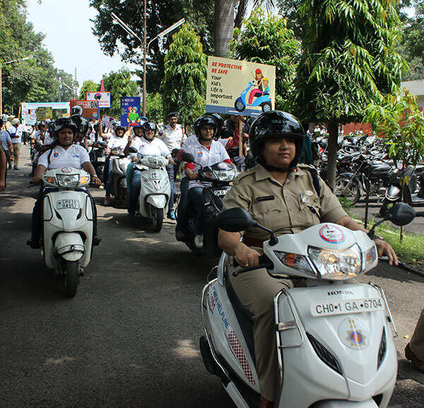 Chandigarh college girls rally for the helmet Events Movie News