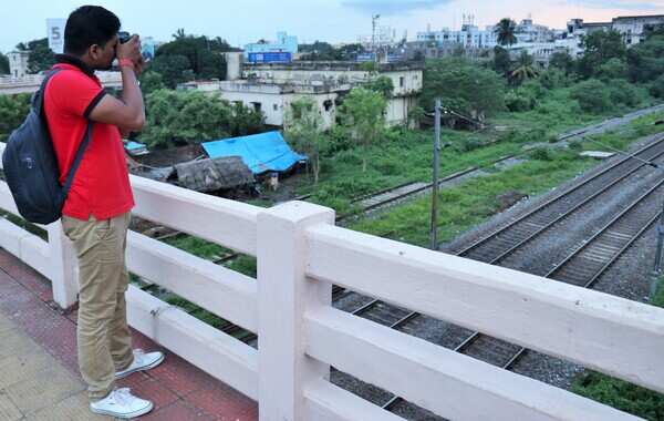 Biswa Ranjan clicking the railway track