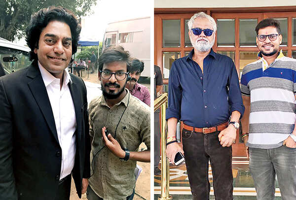(L) Ashutosh Rana and Vivek Yadav at sets of Mulk in Lucknow (R) Sanjay Mishra and Shobhit Srivastava (BCCL/ Aditya Yadav)