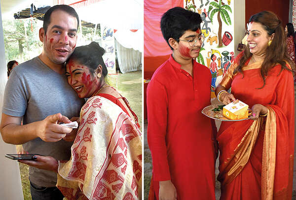 (L) Rohit Rampal and Udita Rampal (R) Shikhar and Trisha Neogi (BCCL/ Vishnu Jaiswal)