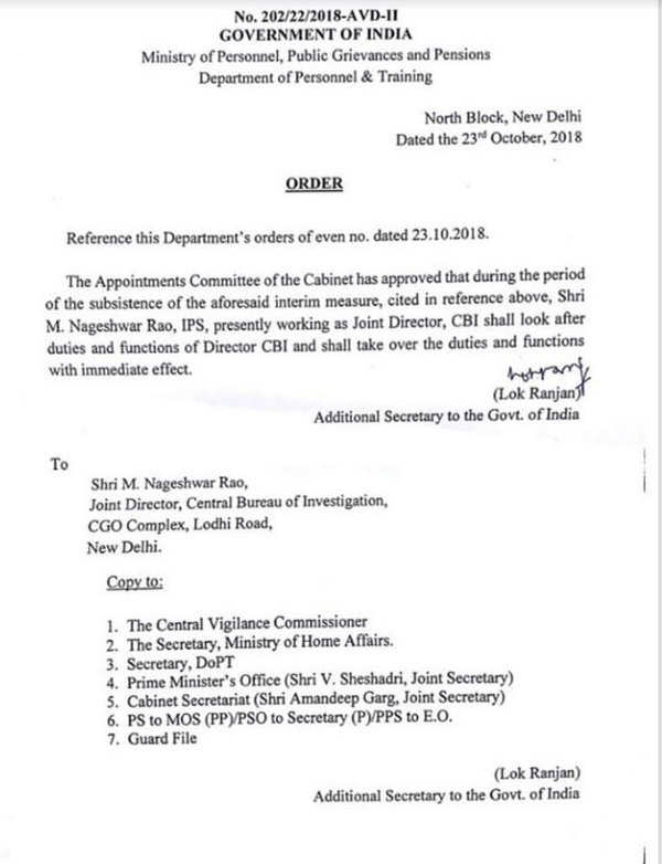 CBI News: Government appoints G Nageshwar Rao as interim CBI chief ...