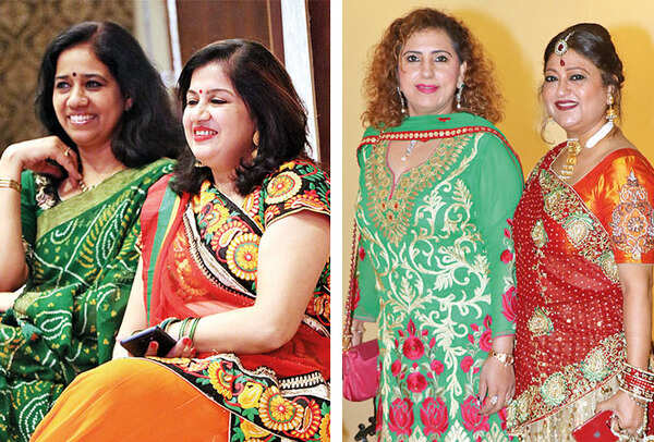 (L) Ruby Barnwal and Ashwani (R) Pooja Madhok and Reena Peshwani (BCCL/ Unmesh Pandey)